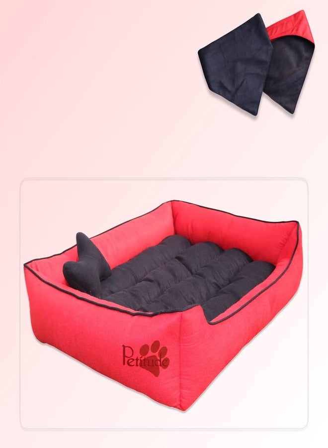 PETITUDE سرير كلاب فاخر من البوليستر من بيتيتيود، مقاس XXXL، قابل للغسل، سرير طبي للكلاب الكبيرة، قاعدة مانعة للانزلاق، أحمر، 106 × 81 × 22 سم - Image 2